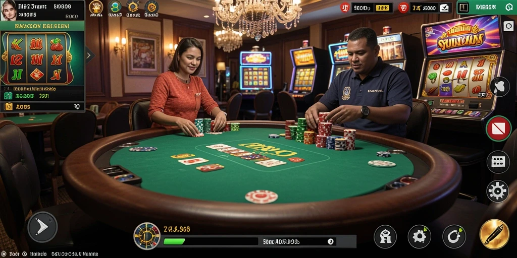 Layar putaran slot dengan pilihan tema yang beragam.
