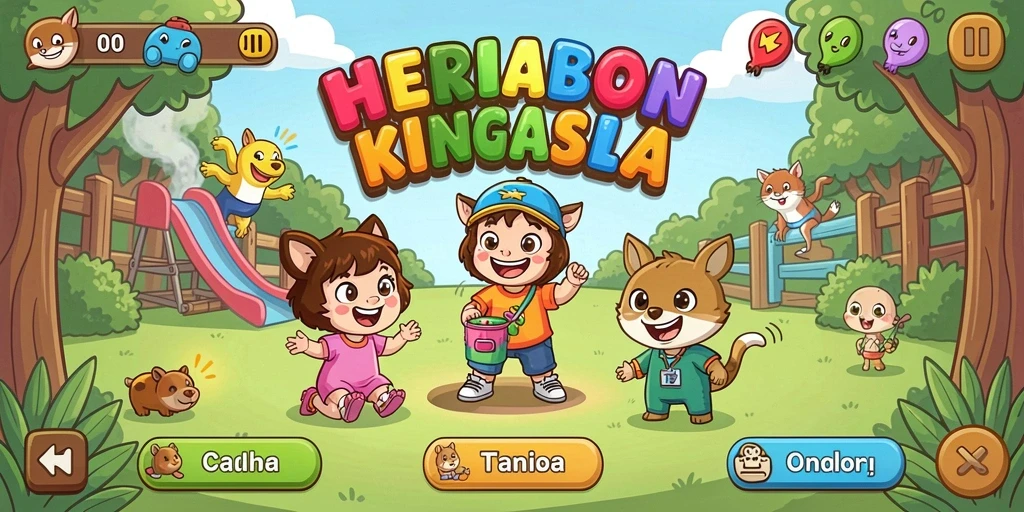 Gambar menunjukkan karakter dengan senjata unik dalam aksi.